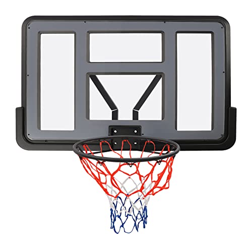 44" Performance PET Backboard & Rim Combo, Wall Mounted Backboard Rim Combo Kit Hoops for Indoor & Outdoor Use, Basketball Backboard Replacement for 7# and Below, Basketball Replacement Parts
