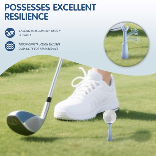 3 Pack Rotating Height Adjustable Golf Tees for Mats – 2.09" to 2.87" Rubber Driving Range Tee for Simulator & Practice, Unbreakable Octopus Holder with Clear Height Markings