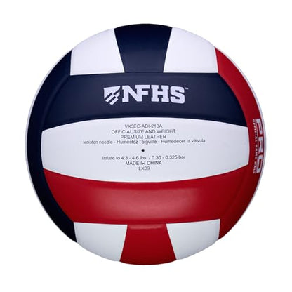 adidas | PRO | Hand Picked Leather Indoor Game Volleyball | NFHS Certified | Official Size - color: Red/White/Navy