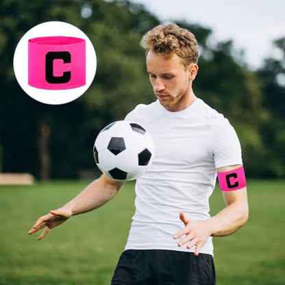 4PCS Pink Nylon Elastic Protective Arm Badge, Captain Arm Bands for Soccer Adjustable Leader Captain Armband Outdoor Player for Basketball Football Team