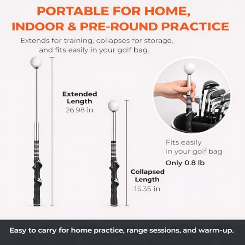 Golf Grip Trainer for Right-Handed Golfers, Golf Swing Training Aid for Proper Hand Position, Grip Pressure, Tempo & Muscle Memory, Indoor Practice & Warm Up, Golf Gifts for Men - size: Golf Retractable Swing Trainer