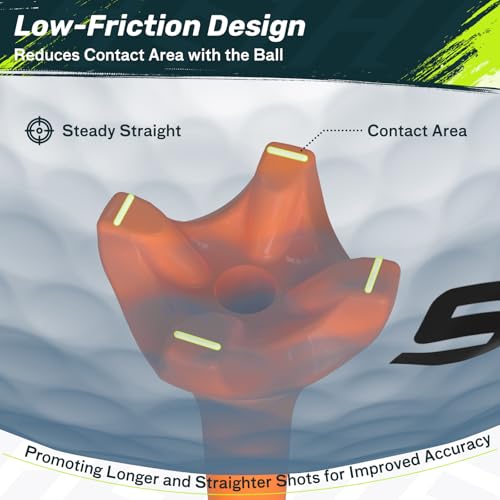 SAPLIZE Upgraded 4-Prong Golf Tees Plastic, 50/100/120/200 Pack (1-1/2", 2-3/4'', 3-1/4"), Engineered to Reduce Friction & Side Spin, Unique Golf Gifts for Golfers - color: Orange (50pcs, 3-1/4")
