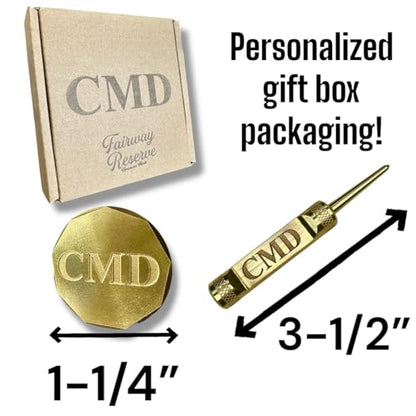 Personalized Golf Ball Marker & Golf Divot Tool - Solid Brass, 100% USA-Made Custom Golf Accessories for Men and Perfect Gifts for Golfers - style: No Bottle Opener