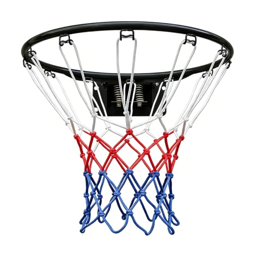 Rakon 18" Replacement Basketball Rim Wall Mount Hoop Hand-Crank Backboard Mounted for Indoor/Outdoor Classic Basketball Court, Teens, Adults, Schools, Parks - color: 18" Black Spring