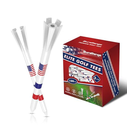 DURARANGE Premium Golf Tees - 5-Prong & 4-Prong Anti-Slip, Enhanced Stability, Unbreakable Golf T 3-1/4" for 360cc Drivers, Ideal Gift for Golfer - color: Elite Golf Tees- Milky White-100pk