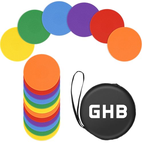 GHB 4" or 9" Poly Spot Markers Agility Dot for Gym/PE Training, Dance,12 Pcs Round Multiple Color Size Rubber Non-Slip Spot Marker for Games, Floor Dots and Sport Activities (9 Inch 12Pcs) - size: 4 Inch 12Pcs