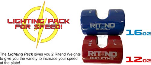 Baseball Softball Bat Weight Swing Trainer Lighting Pack for Regular Handle Bats - Increase Your Bat Speed and Strength While Developing Proper Swing Mechanics, 12oz,16oz