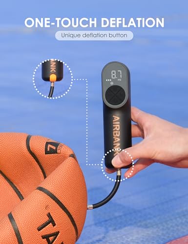AIRBANK Electric Ball Pump MAKO, 4000mAh Basketball Pump, 20PSI Fast Smart Air Pump Inflation & Deflation with Accurate Pressure Gauge for Soccer, Football, Volleyball, Basketball, Balloon