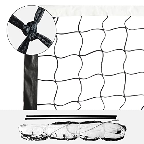 Professional Volleyball Net Heavy Duty Replacement Net - 32x3 FT - Steel Cable & Reinforced Dowels, 4" Square Mesh - for Outdoor Indoor, Backyard, Beach, Court, Pool, Park, School, Drills