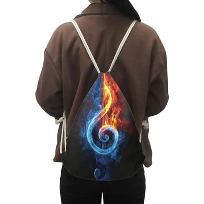 Mumeson Fire Music Note Gym Bag Travel Shopping Bag Laptop Drawstring Bag Hiking Backpack for Women Girls - color: Fire Music Note