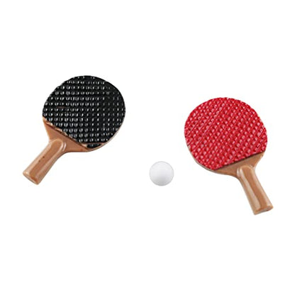 TAODAN 3IN1 1/12 Mini Table Tennis Racket with Ball Simulation Furniture Ping-Pong Toys Doll House Decoration (2 x Rackets, 1 x Balls)