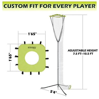 Volleyball Training Equipment, Volleyball Setter Training Net with Adjustable Height (7.5-10.5 FT) & Angle, Serve Trainer Equipment with Carry Bag for Serving, Spiking & Setting Drills