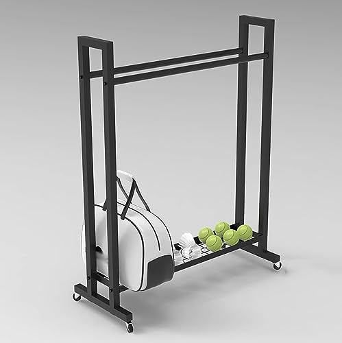 School/Gym/Training Ground Badminton/Tennis Racket Storage Organzier Holder Rack Freestanding, Rolling Mobile Sports Equipment Cart, Large Capacity