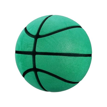 Silent Basketball, Quiet Basketball High Density Foam No Noise Sculpted Groove Bouncing Ball with Net Bag - color: Green, size: 7.1 Inch