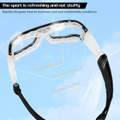 KERHAN Sports Goggles - Anti Fog Protective Eyewear for Racquetball, Basketball-Shatterproof TR90 Frame, Adjustable Strap - color: Green
