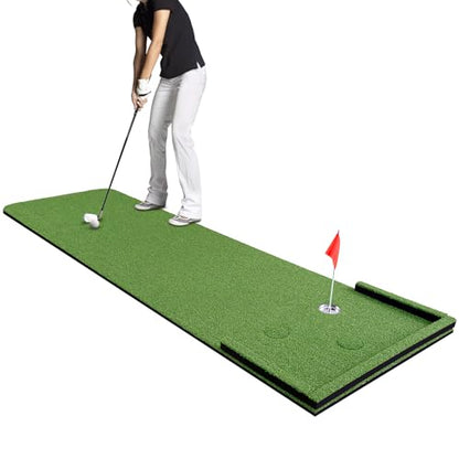 Wekin Golf Putting Green Mat Indoor,3x10ft Thickening Outdoor Portable Golf Game Set Training Turf with Side Border,Movable Cup for Home Backyard Office