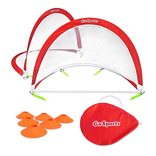 GoSports Portable Pop-Up Soccer Goals for Backyard - Kids & Adults - Set of Two Nets with Agility Training Cones and Carrying Case - size: 4 ft Round