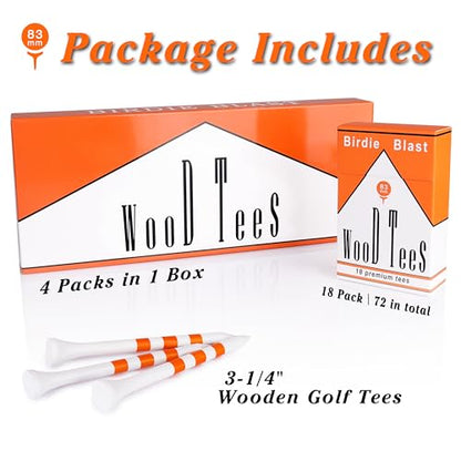 Professional 3-1/4” Golf Tees Reduces Friction & Side Spin - Choose 72 Pack,150 Pack or 200 Pack - color: 4 Pack｜72 Golf Tees 3-1/4"
