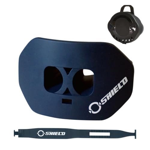 O Shield Core Football Mouth Guard with Detachable Strap, No Boil Brace Friendly Lip Guard for Football, 7v7, Flag Football and Training - color: Navy Blue