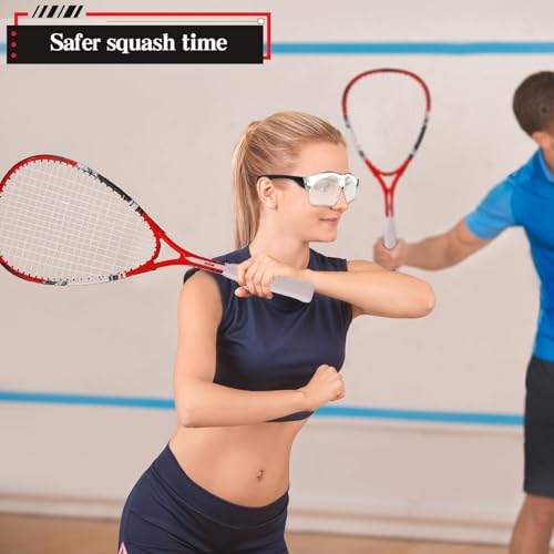 2 Pack Beginner Squash Racquet Set Includes Racquets with Racket Bags Anti Fog Goggles Cases Blue Dot Ball Indoor Gym Sports for Beginners Novice Training Recreational Play - color: Red