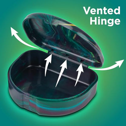 Practicon Marble Retainer Cases, Orthodontic Aligner Case, Mouth Guard Holder (3 Pack) (Dark Green) - color: Dark Green