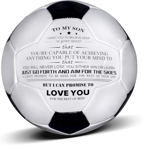 Traditional Black White Soccer Ball High Performance Diameter 21cm/ 8.3 Inch, I Love You Inspirational Soccer Gifts for Birthday Christmas - color: Son