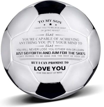 Traditional Black White Soccer Ball High Performance Diameter 21cm/ 8.3 Inch, I Love You Inspirational Soccer Gifts for Birthday Christmas - color: Son