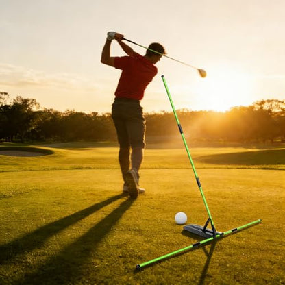 Golf Alignment Stick Trainer with Adjustable Swing Plane Guide, Full Swing Correction Training Aid for Men Women Beginners, Indoor Outdoor Golf Practice Tool