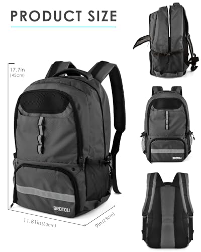 BROTOU Basketball Backpack, Large Basketball Bag with Shoes and Ball Compartment, Soccer Backpacks for Basketball/Volleyball - color: Dark Grey