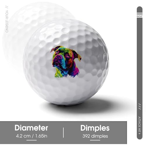 Pit Bull Dog Lover Custom Golf Ball Soft Practice Golf Balls Performance Distance and Speed for Women Men Indoor Outdoor