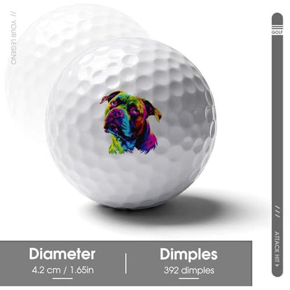 Pit Bull Dog Lover Custom Golf Ball Soft Practice Golf Balls Performance Distance and Speed for Women Men Indoor Outdoor