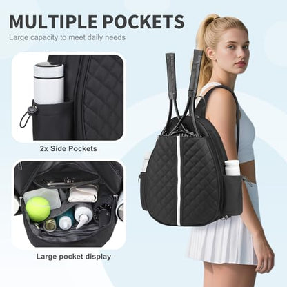 Tennis Bag, Convertible Sling Crossbody Backpack Waterproof Reversible Racket Bags for Women Men - color: Black