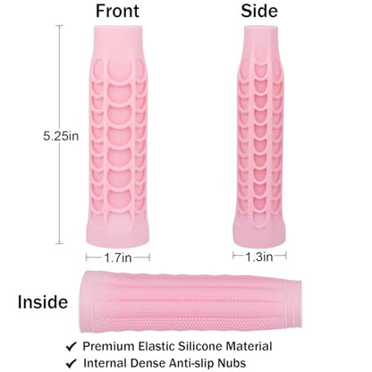 Silicone Pickleball Paddle Grip Cover | Non-Slip Shock Absorbing Handle Sleeve | Anti-Twist Internal Texture with Easy-Install Strips for Enhanced Control & Sweat Resistance - color: Pink