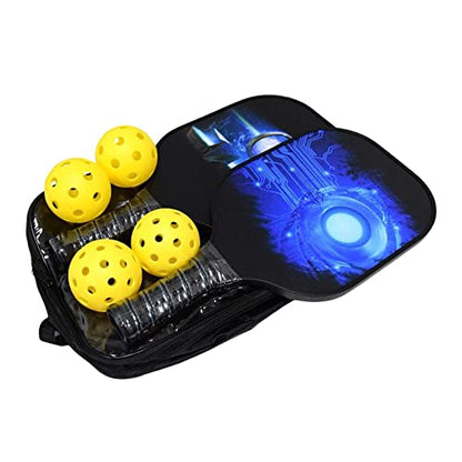 Set Rackets Carry Bag Wood 4 Balls for Indoor Women Adults Equipment, Black