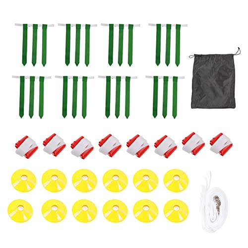 Flag Football Belt Set - 14 Adjustable Nylon Belts 42 Detachable PVC Flags 12 Training Cones for Team Sports - color: Red+green