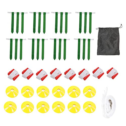 Flag Football Belt Set - 14 Adjustable Nylon Belts 42 Detachable PVC Flags 12 Training Cones for Team Sports - color: Red+green
