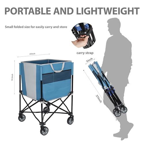 Portable Volleyball Cart with Wheels, Rolling Ball Storage Cart with Lockable Wheels, Sports Equipment Organizer Rack for Garage Basketball Tennis Toy Storage