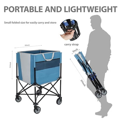 Portable Volleyball Cart with Wheels, Rolling Ball Storage Cart with Lockable Wheels, Sports Equipment Organizer Rack for Garage Basketball Tennis Toy Storage