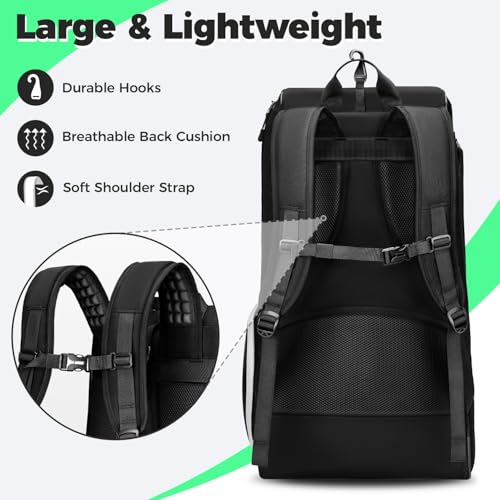 YOREPEK Football Equipment Bag, Large Football Backpack Fits All Gear, Ventilated Shoe Compartment & Insulated Pocket, Wide Padded Straps for Comfortable Carry, Youth Players Practice Game Day