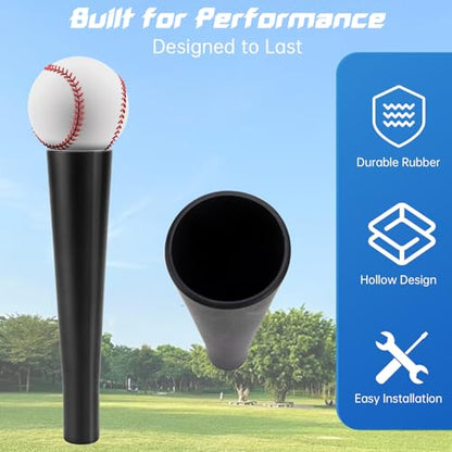 2 Pcs Replacement Batting Tee Topper Compatible with Tanner Tee, Ball Rest Rubber Cup for Practice Training Hitting Baseball or Softball, Black