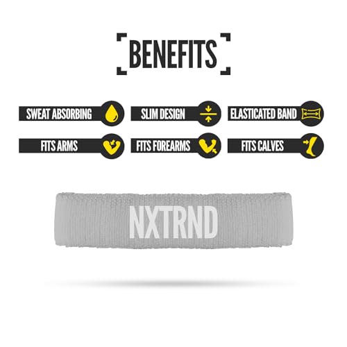 1 Pair Nxtrnd Bicep Bands, Sweat-Absorbent Arm Sweatbands, Football Accessory - color: Grey