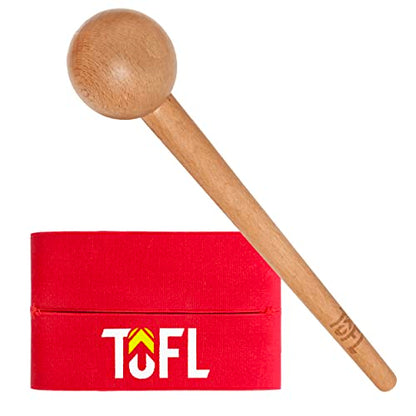 TOFL Baseball Glove Break-in Kit | Wooden Mallet and Elastic Wrap Band for Pocket Formation and Shaping | Hardwood Leather Softening Hammer with Adjustable Strap for Baseball Softball Training Use - color: Red+Mallet