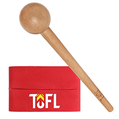 TOFL Baseball Glove Break-in Kit | Wooden Mallet and Elastic Wrap Band for Pocket Formation and Shaping | Hardwood Leather Softening Hammer with Adjustable Strap for Baseball Softball Training Use - color: Red+Mallet