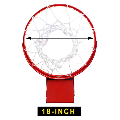 Professional 180º Heavy Duty Breakaway Basketball Rim，18 inch Single Spring Flex Rim Goal Replacement fit Indoor and Outdoor Backboard - color: 2-Double Spring