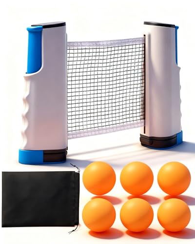Retractable Ping Pong Net—Table Tennis Net with Clamps Portable Ping Pong Net for Any Table（Gray）