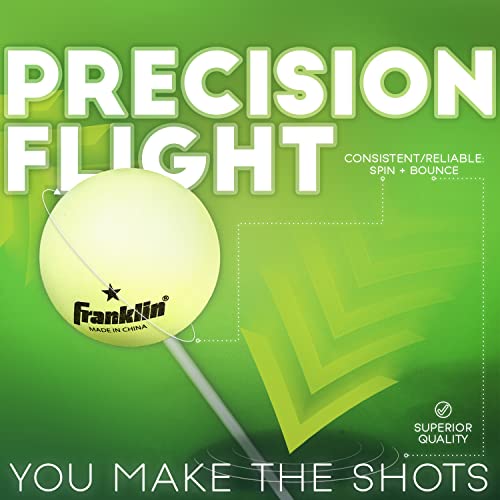 Franklin Sports Glow in the Dark Ping Pong Balls - Official Size + Weight 40mm Table Tennis Balls - One Star Glow in the Dark Ping Pong - Durable High Performance - Green - 6 Pack