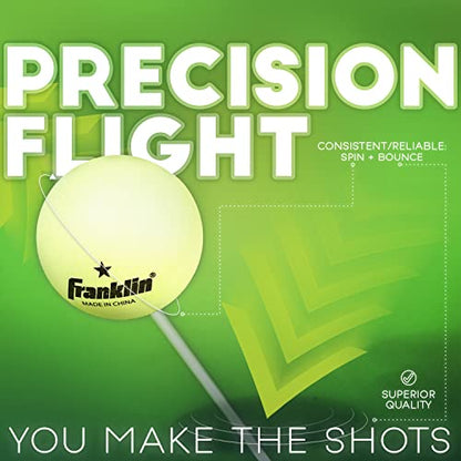 Franklin Sports Glow in the Dark Ping Pong Balls - Official Size + Weight 40mm Table Tennis Balls - One Star Glow in the Dark Ping Pong - Durable High Performance - Green - 6 Pack
