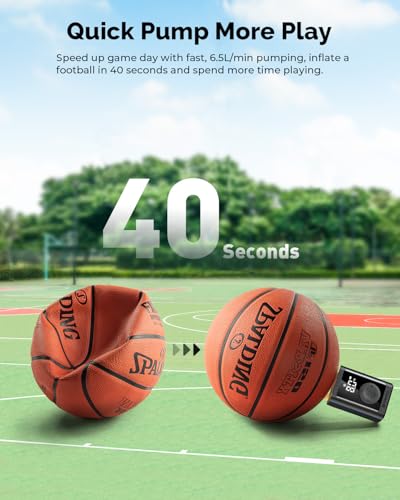 ETENWOLF Electric Ball Pump Inflation & Deflation 2-17PSI, 2600mAh Basketball Pump with Precise Pressure Gauge, Rechargeable Air Pump for Balls, Soccer Ball Air Pump - color: Deep Black