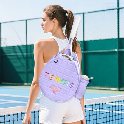 NZNDB Tennis Bags for Women Girl, Tennis Sling Crossbody Backpack, Water Resistant Tennis Bag for Pickleball, Tennis, Racketball - color: Purple