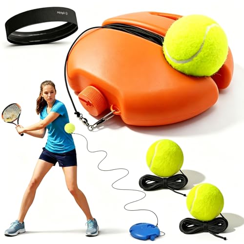 Solo Tennis Trainer Rebound Ball with String, 2026 New Portable Tennis Trainer Set for Self Practice, Tennis Training Equipment for Adults Kids Beginners with Elastic Balls - color: Orange*1